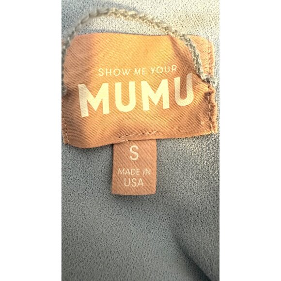 NWOT Show Me Your Mumu Small Light Blue Maxi Square Neckline Front Slit Flowy - Picture 3 of 14